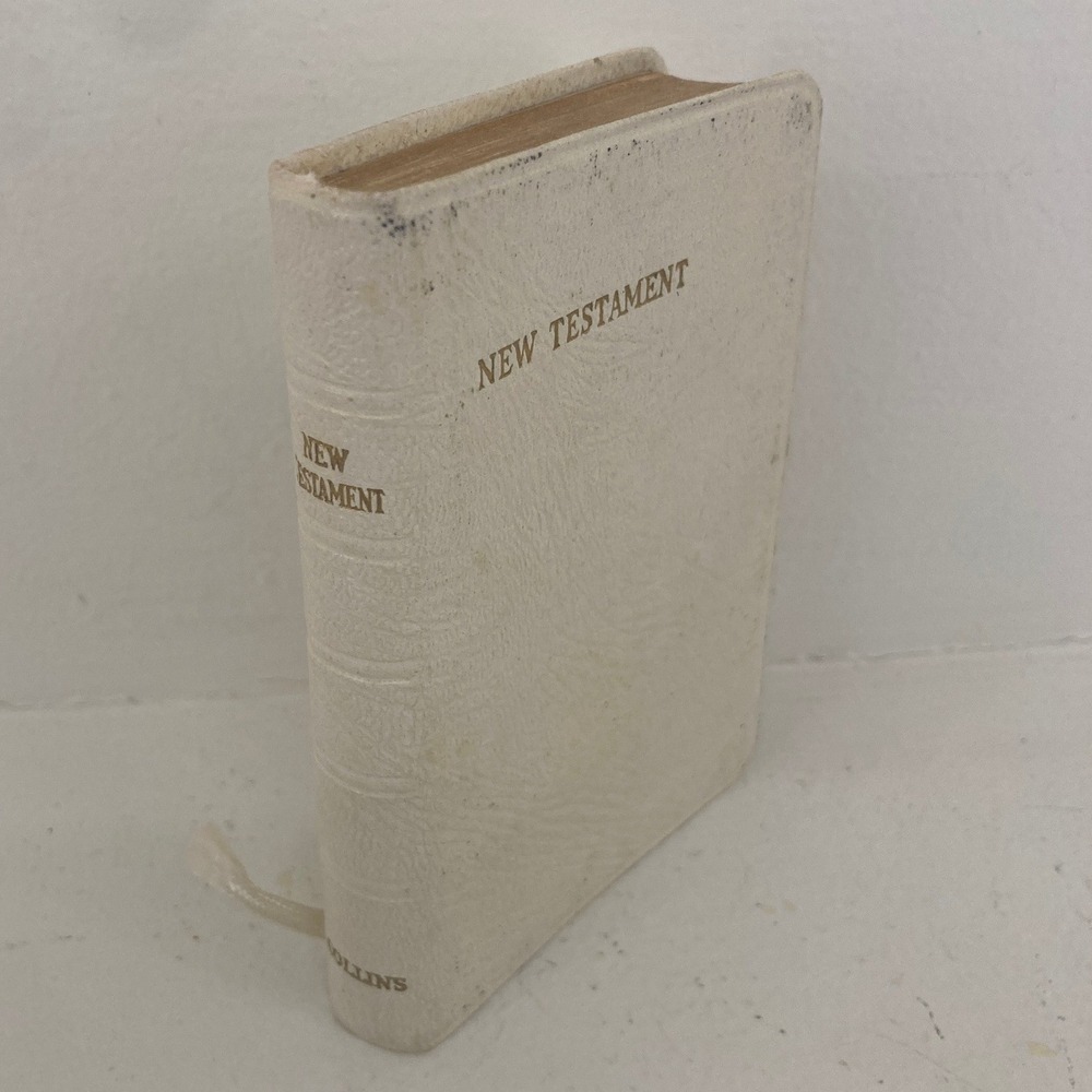 1956 VTG Collins Clear-Type Press New Testament White Pocket Bible Faith Gospel